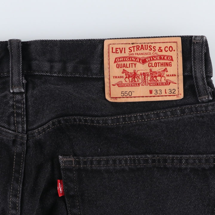 Levi's 550 Classic Relaxed Tapered Black Denim Pants, Men's Size W32 cotton black type Vintage Second Hand