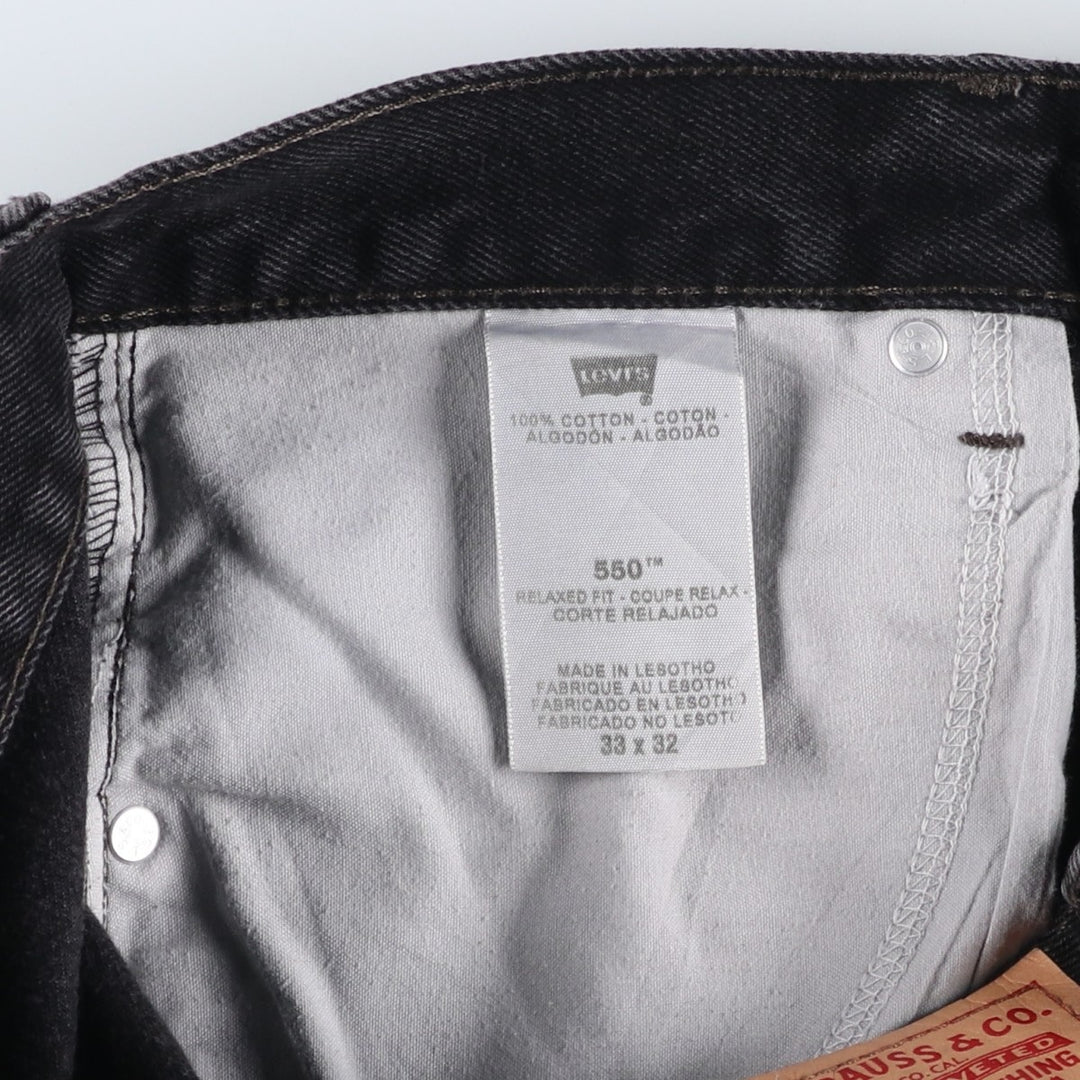 Levi's 550 Classic Relaxed Tapered Black Denim Pants, Men's Size W32 cotton black type Vintage Second Hand