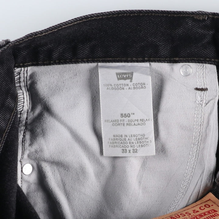 Levi's 550 Classic Relaxed Tapered Black Denim Pants, Men's Size W32 cotton black type Vintage Second Hand