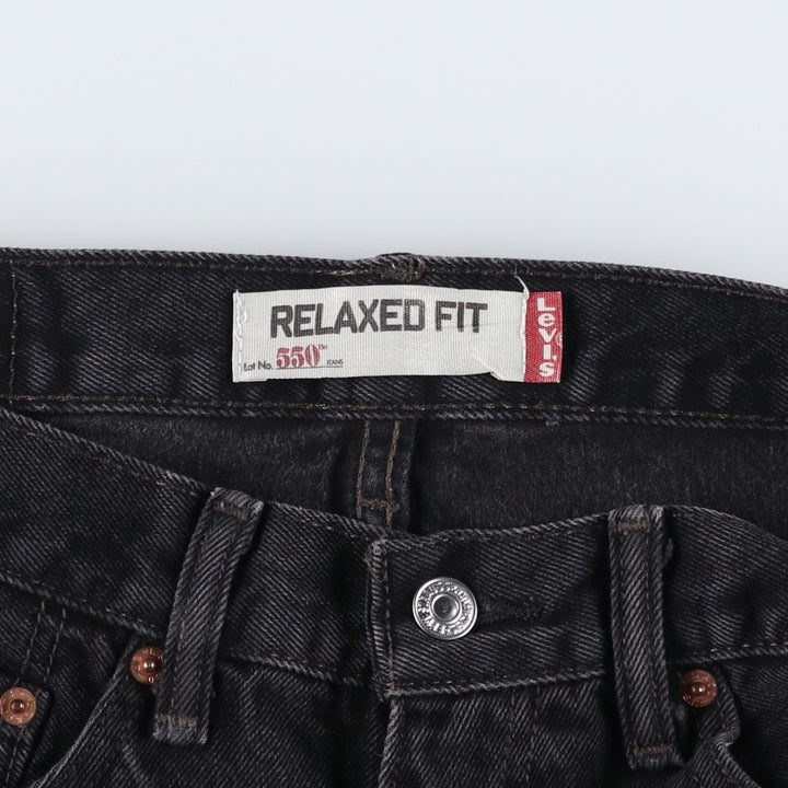 Levi's 550 Classic Relaxed Tapered Black Denim Pants, Men's Size W32 cotton black type Vintage Second Hand