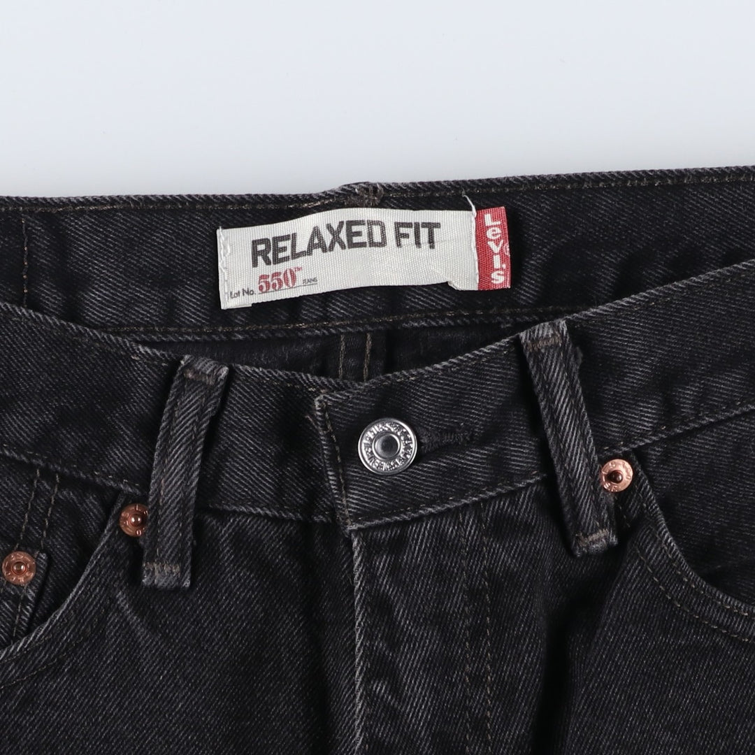Levi's 550 Classic Relaxed Tapered Black Denim Pants, Men's Size W32 cotton black type Vintage Second Hand