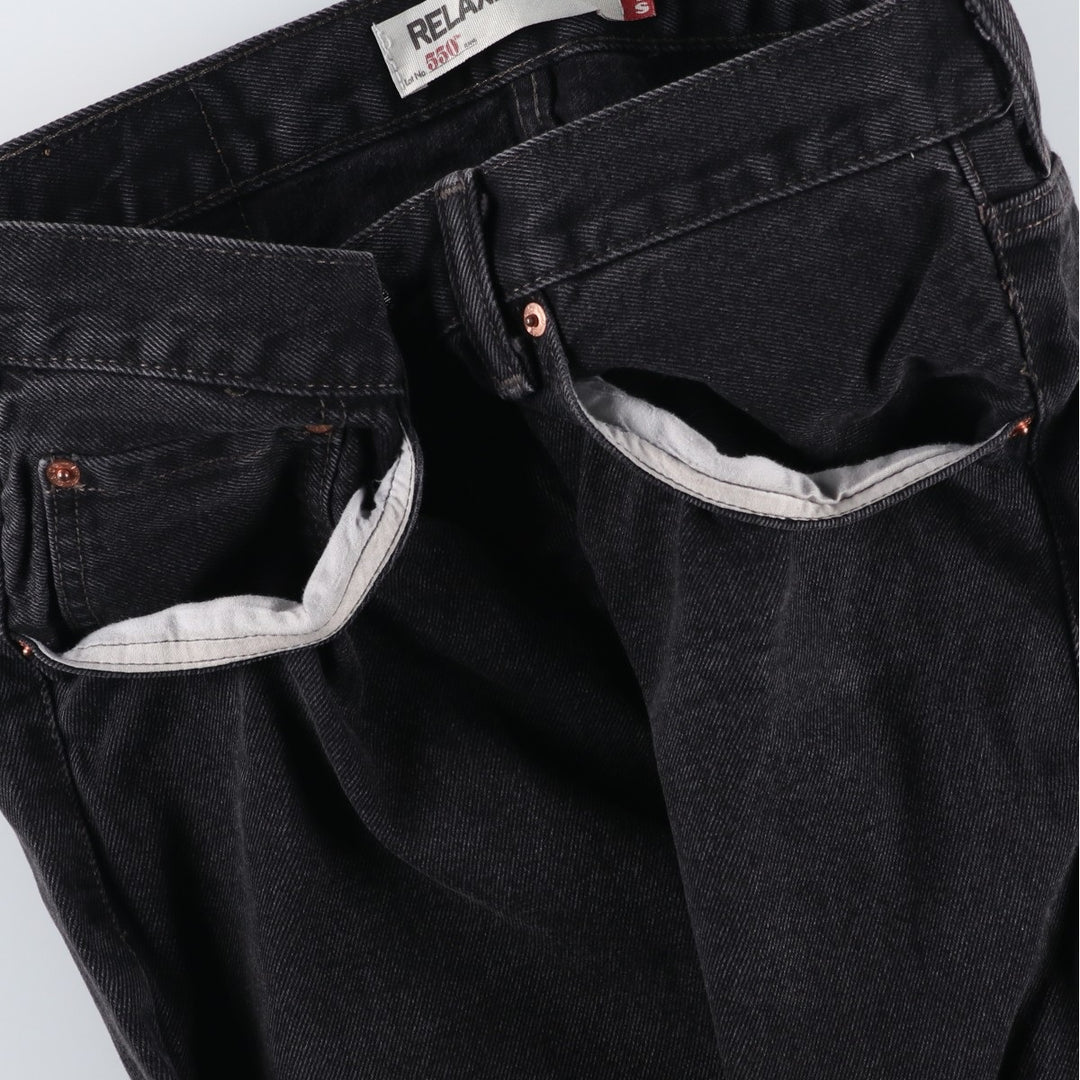 Levi's 550 Classic Relaxed Tapered Black Denim Pants, Men's Size W32 cotton black type Vintage Second Hand