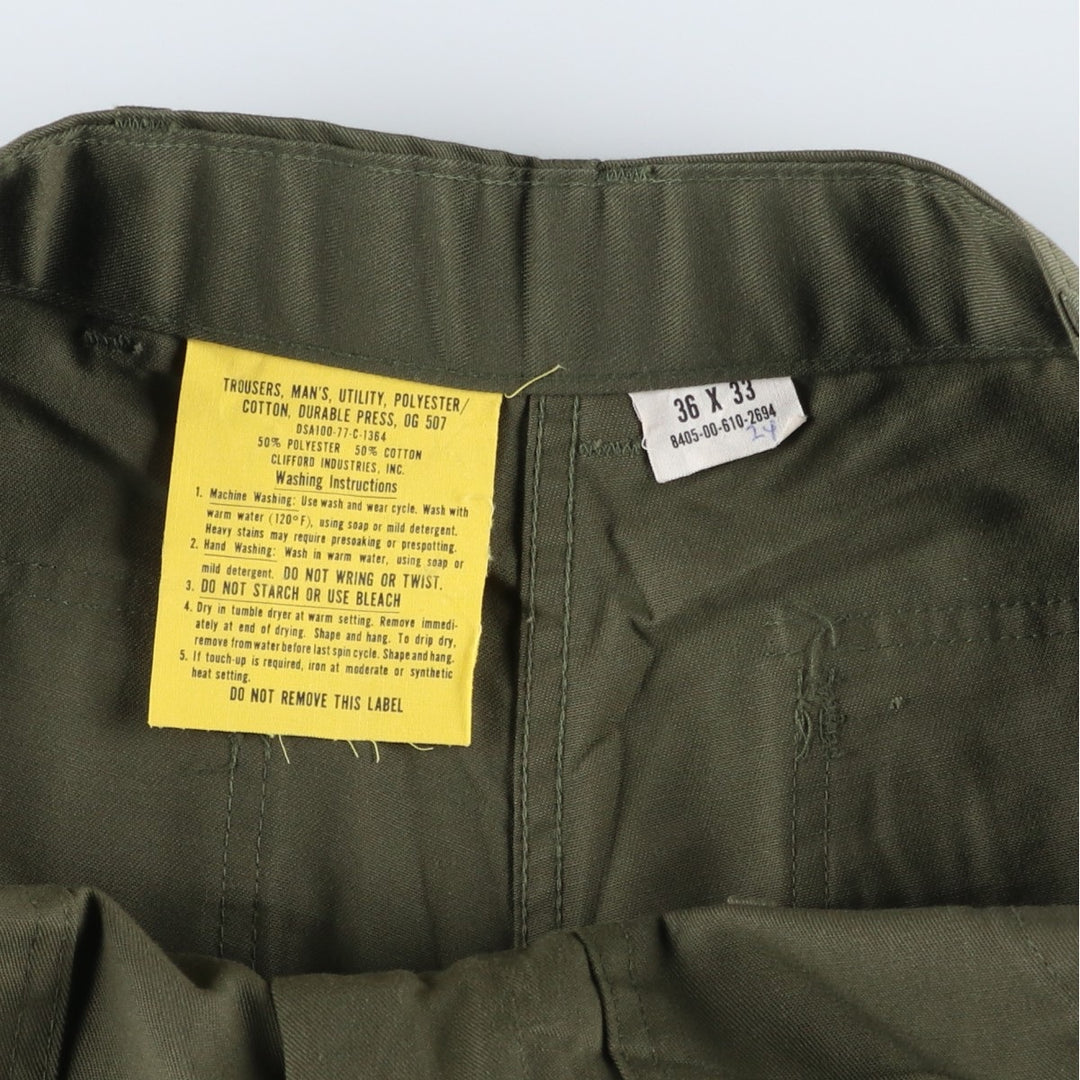 1970'S US Military Baker Pants, Made in USA, Men's, Size W34, Vintage cotton Khaki type sage green Vintage Second Hand