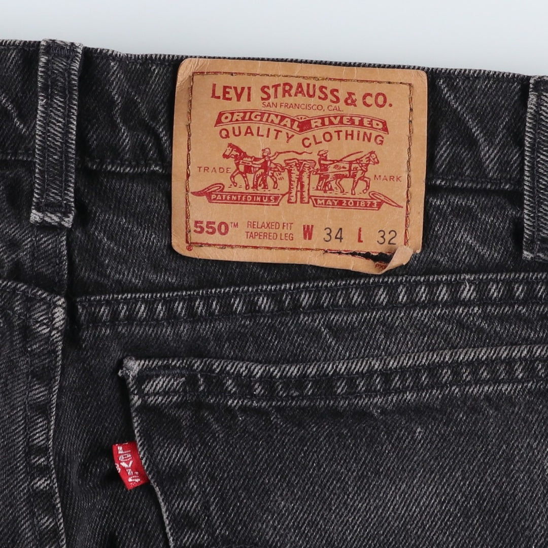 90s-00'S Levi's 550 Relax Fit Tapered Leg Black Denim Pants, Made in Canada, Men's Size W34 cotton black type Vintage Second Hand