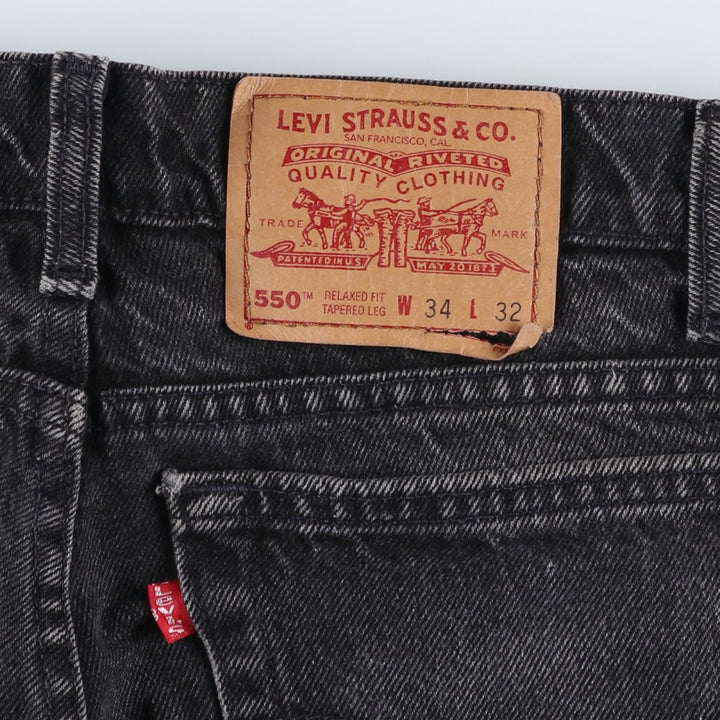 90s-00'S Levi's 550 Relax Fit Tapered Leg Black Denim Pants, Made in Canada, Men's Size W34 cotton black type Vintage Second Hand