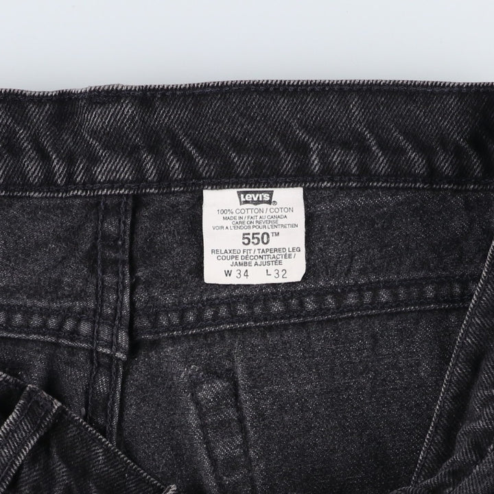 90s-00'S Levi's 550 Relax Fit Tapered Leg Black Denim Pants, Made in Canada, Men's Size W34 cotton black type Vintage Second Hand