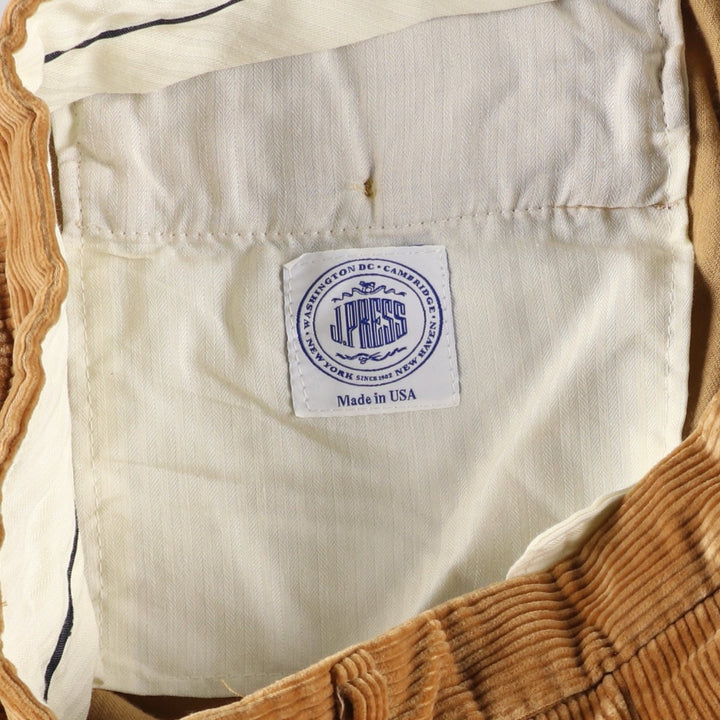 J.PRESS Corduroy Pants, Made in USA, Men's, Size 35 cotton beige type brown Vintage Second Hand