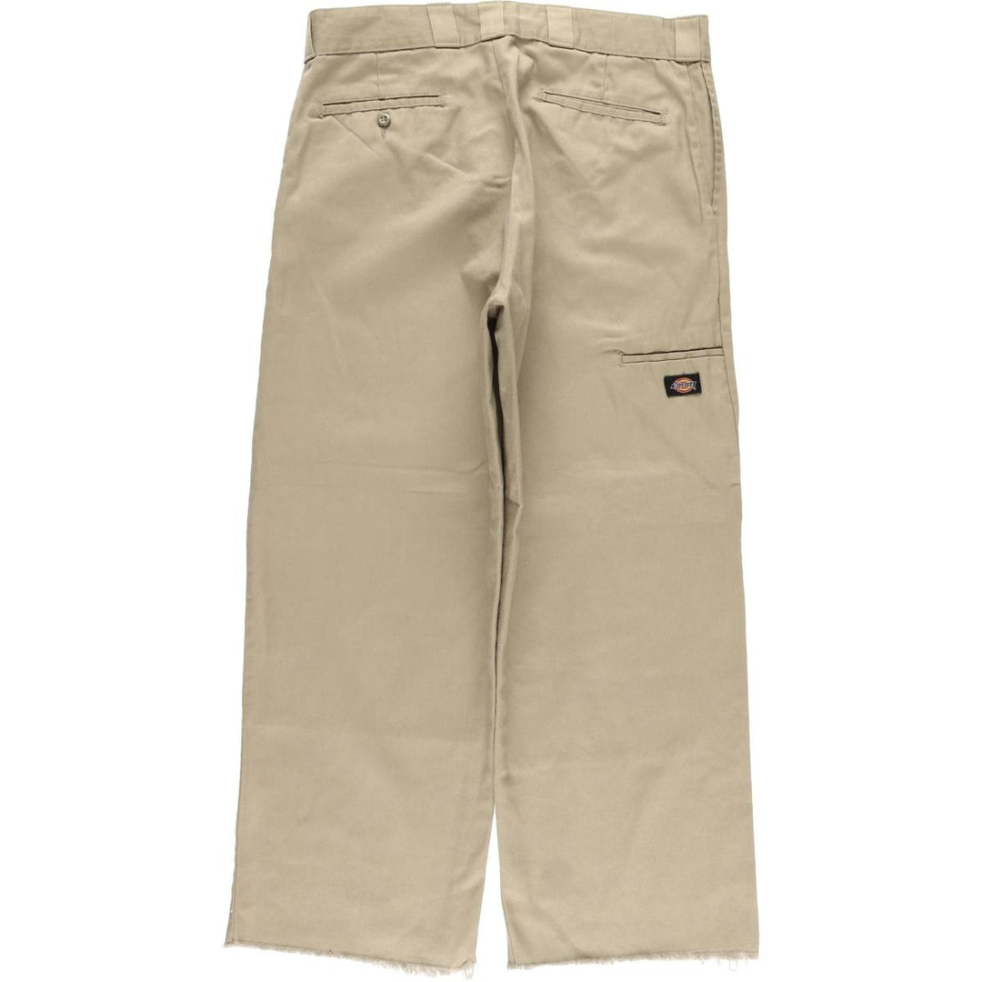 Dickies Loose Fit Double Knee Cut-off Work Pants for Men, W35 polyester Beige type Vintage Second Hand