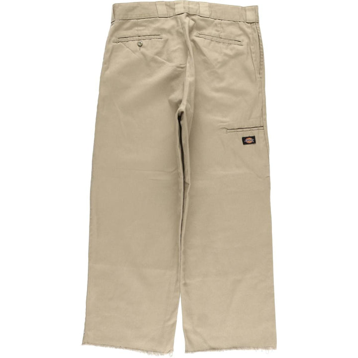 Dickies Loose Fit Double Knee Cut-off Work Pants for Men, W35 polyester Beige type Vintage Second Hand