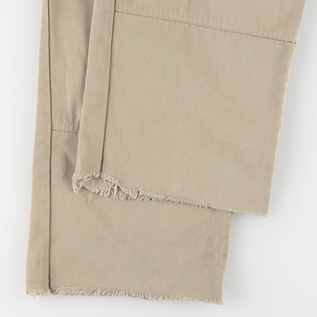 Dickies Loose Fit Double Knee Cut-off Work Pants for Men, W35 polyester Beige type Vintage Second Hand