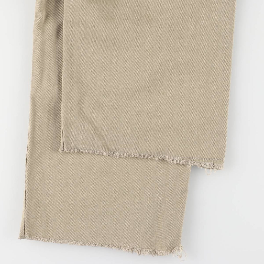 Dickies Loose Fit Double Knee Cut-off Work Pants for Men, W35 polyester Beige type Vintage Second Hand