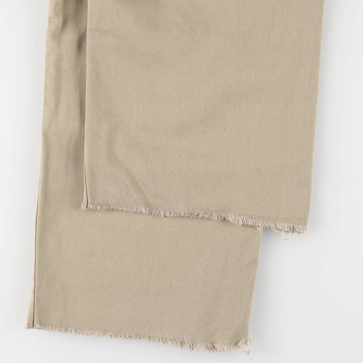 Dickies Loose Fit Double Knee Cut-off Work Pants for Men, W35 polyester Beige type Vintage Second Hand