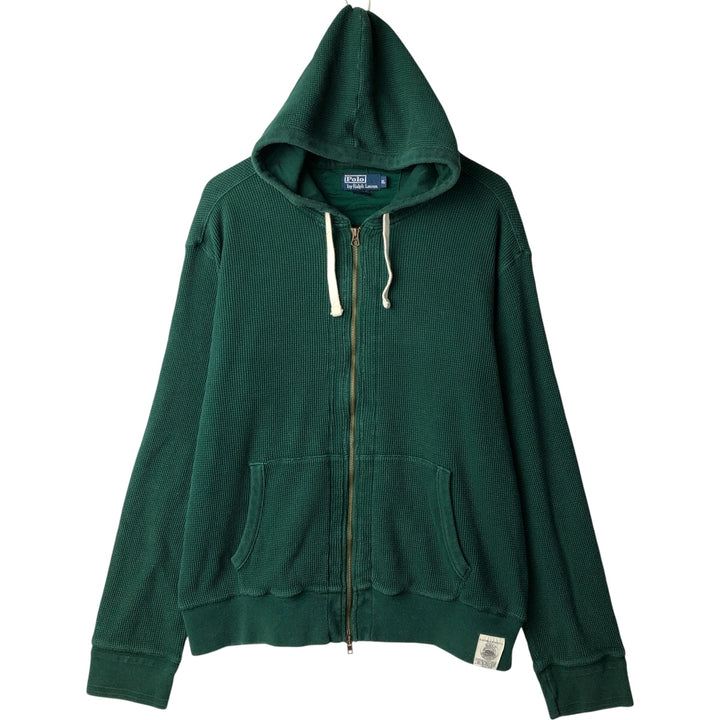 Ralph Lauren POLO by Ralph Lauren Thermal Sweat Full-Zip Hoodie, Men's XL cotton Green type dark green Vintage Second Hand