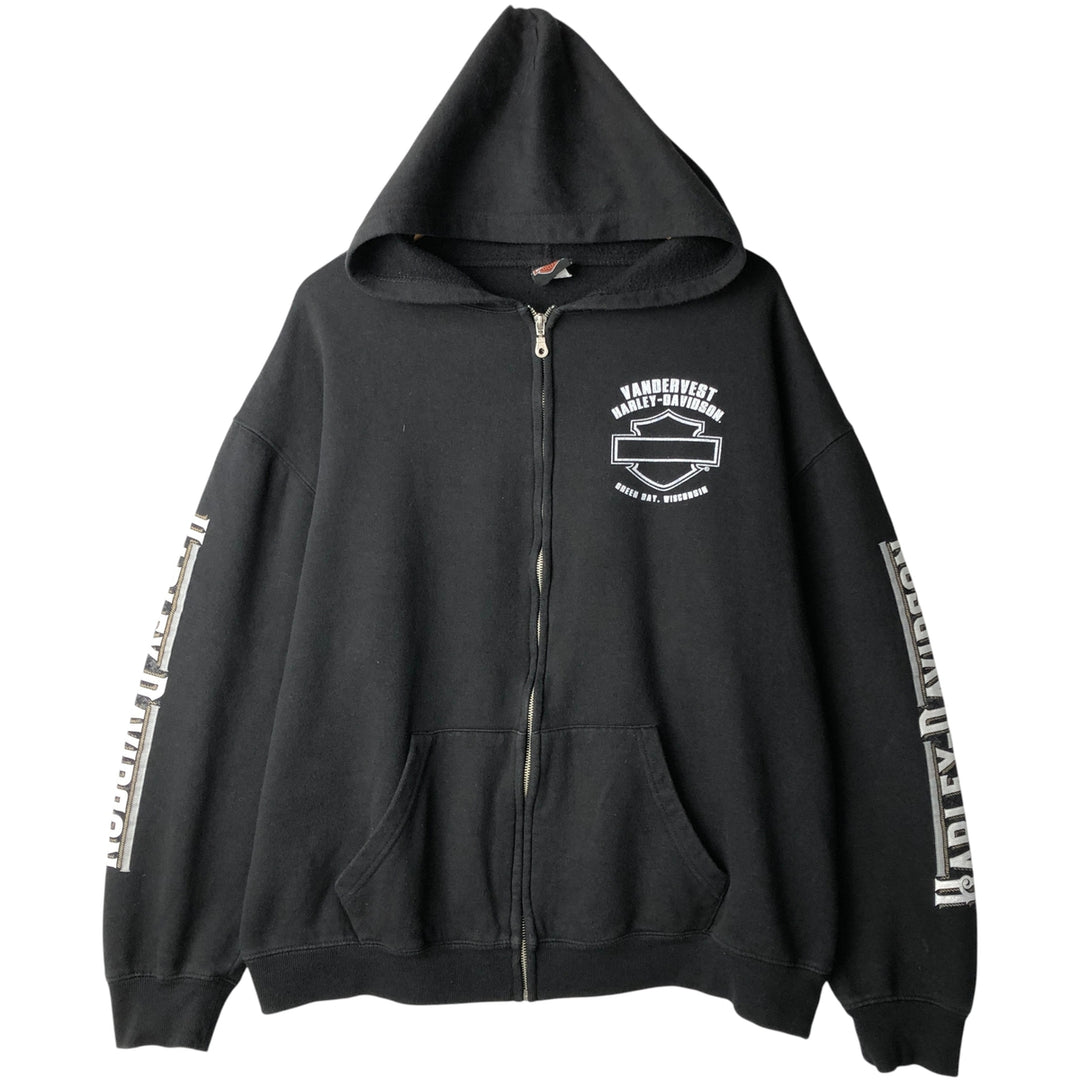 Harley-Davidson Sweat Full Zip Hoodie Men's XXL cotton black type Vintage Second Hand