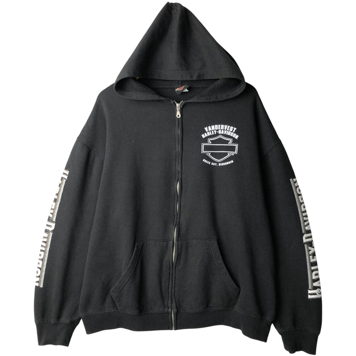 Harley-Davidson Sweat Full Zip Hoodie Men's XXL cotton black type Vintage Second Hand