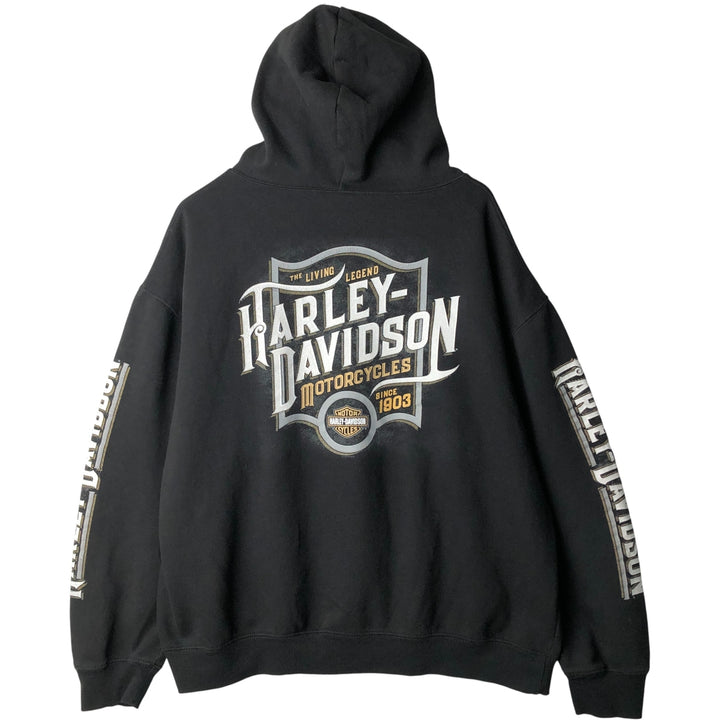 Harley-Davidson Sweat Full Zip Hoodie Men's XXL cotton black type Vintage Second Hand