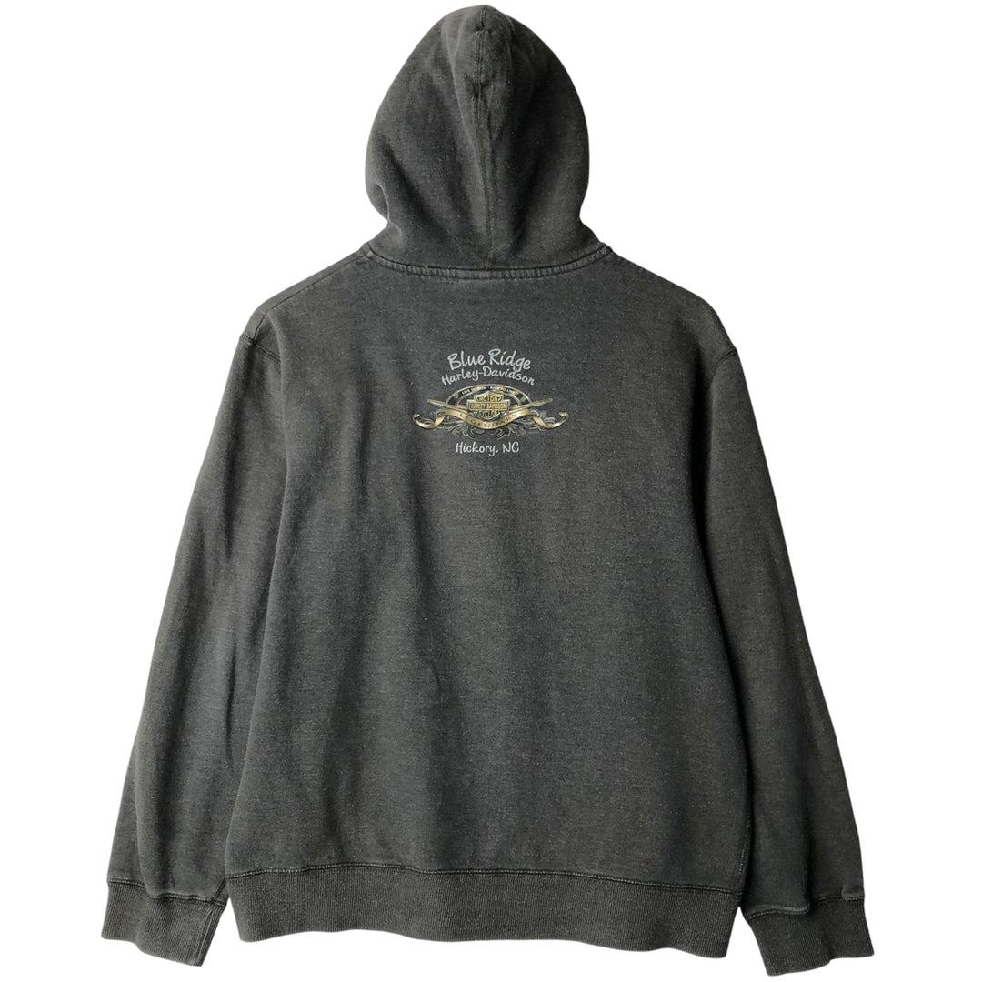 Harley-Davidson Men's Full-Zip Hoodie (XL) cotton gray type Vintage Second Hand