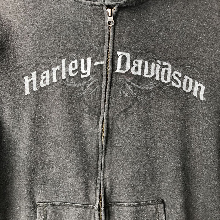 Harley-Davidson Men's Full-Zip Hoodie (XL) cotton gray type Vintage Second Hand