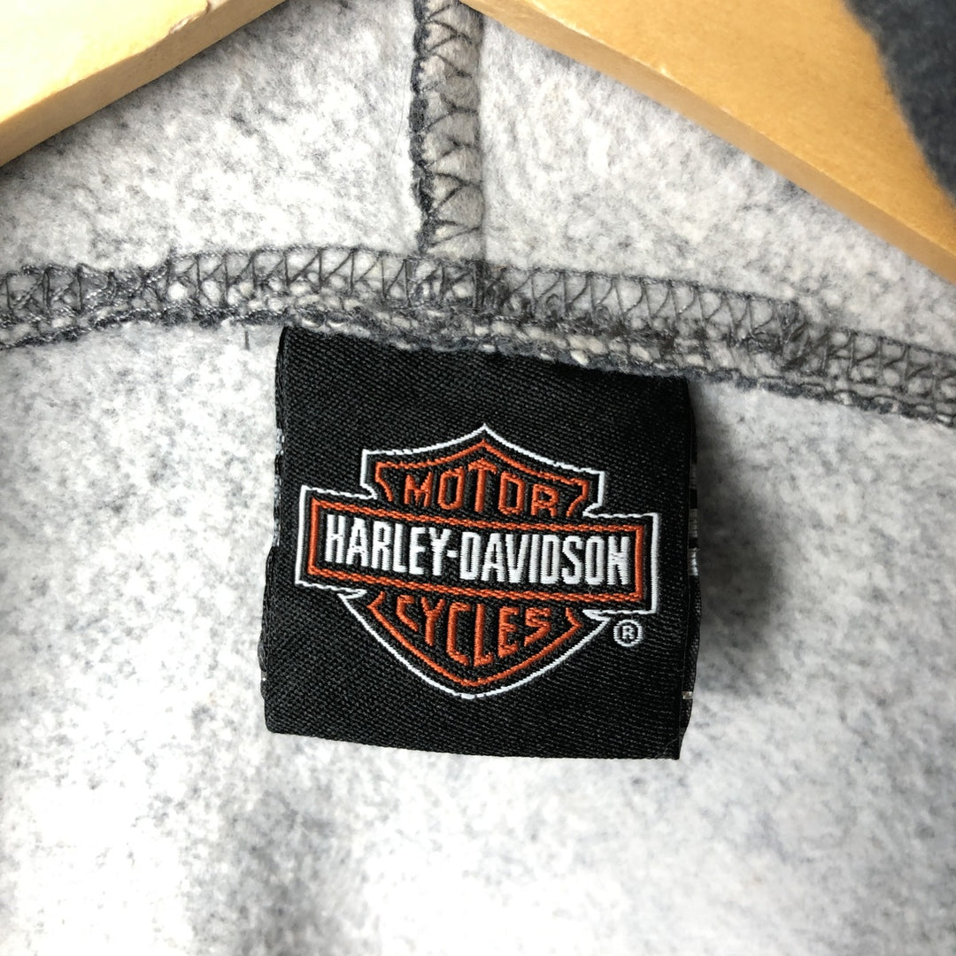 Harley-Davidson Fire Pattern Lizard Pattern Full-Zip Hoodie, Men's Size L cotton Charcoal Vintage Second Hand