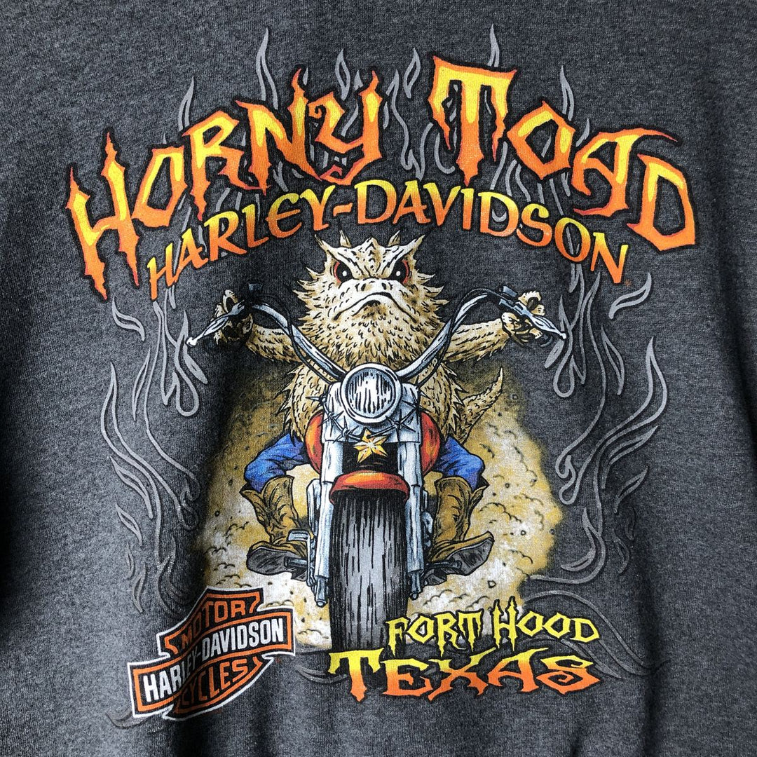 Harley-Davidson Fire Pattern Lizard Pattern Full-Zip Hoodie, Men's Size L cotton Charcoal Vintage Second Hand