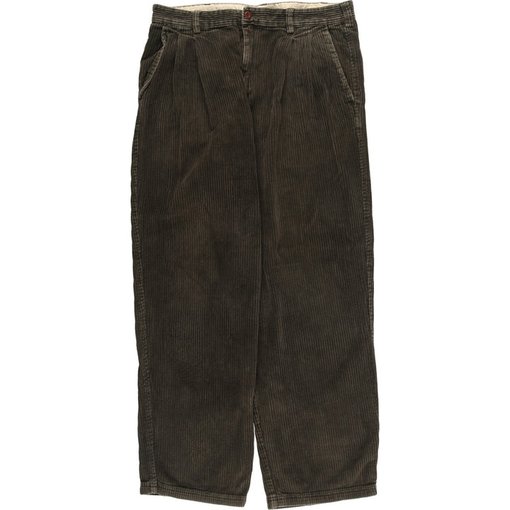 CAMBRIDGE Wide-Ribbed Two-Pleated Corduroy Pants, Men's, Size 34 cotton Khaki type Vintage Second Hand