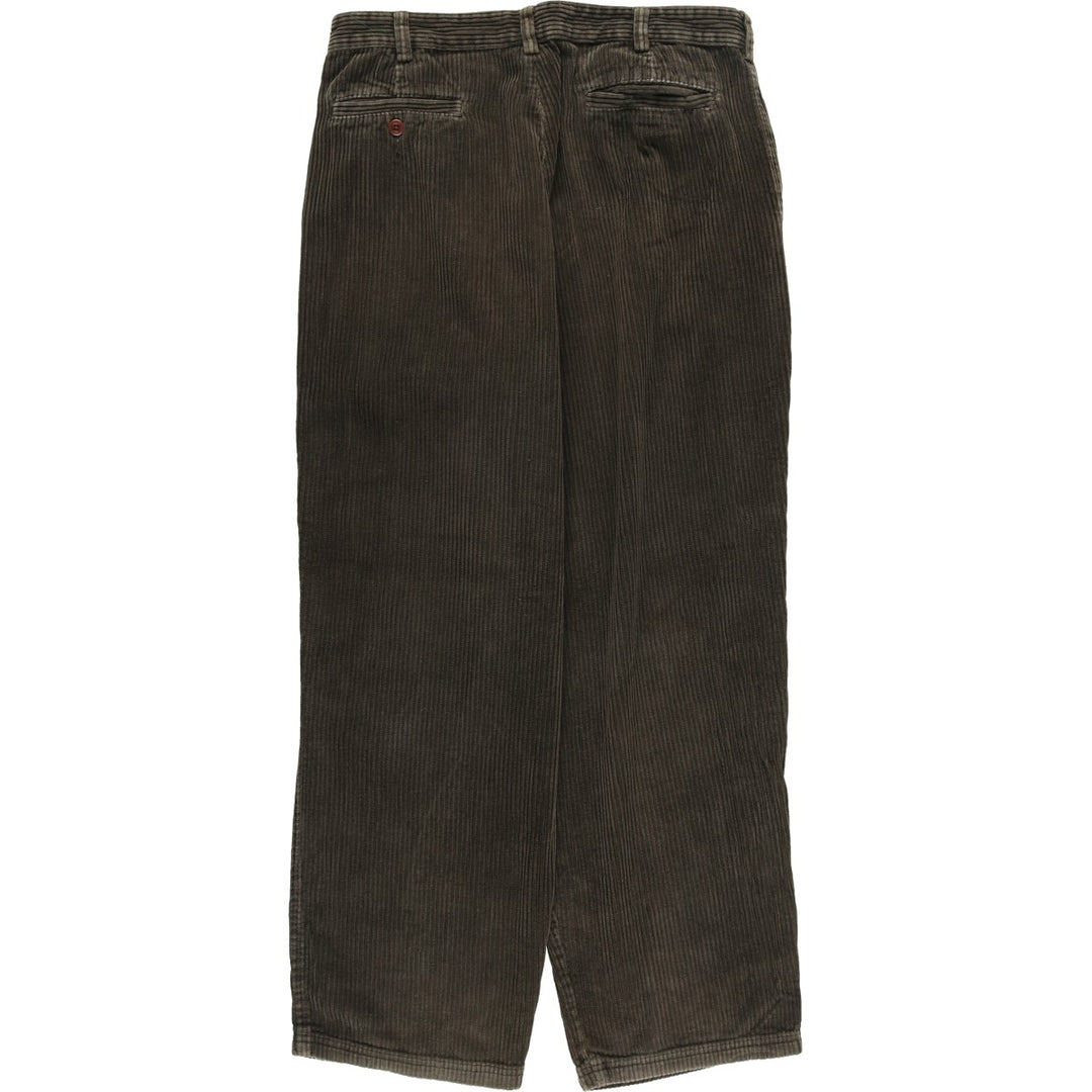 CAMBRIDGE Wide-Ribbed Two-Pleated Corduroy Pants, Men's, Size 34 cotton Khaki type Vintage Second Hand