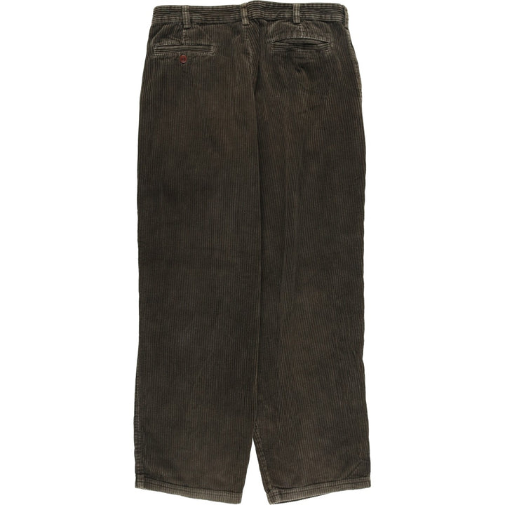 CAMBRIDGE Wide-Ribbed Two-Pleated Corduroy Pants, Men's, Size 34 cotton Khaki type Vintage Second Hand
