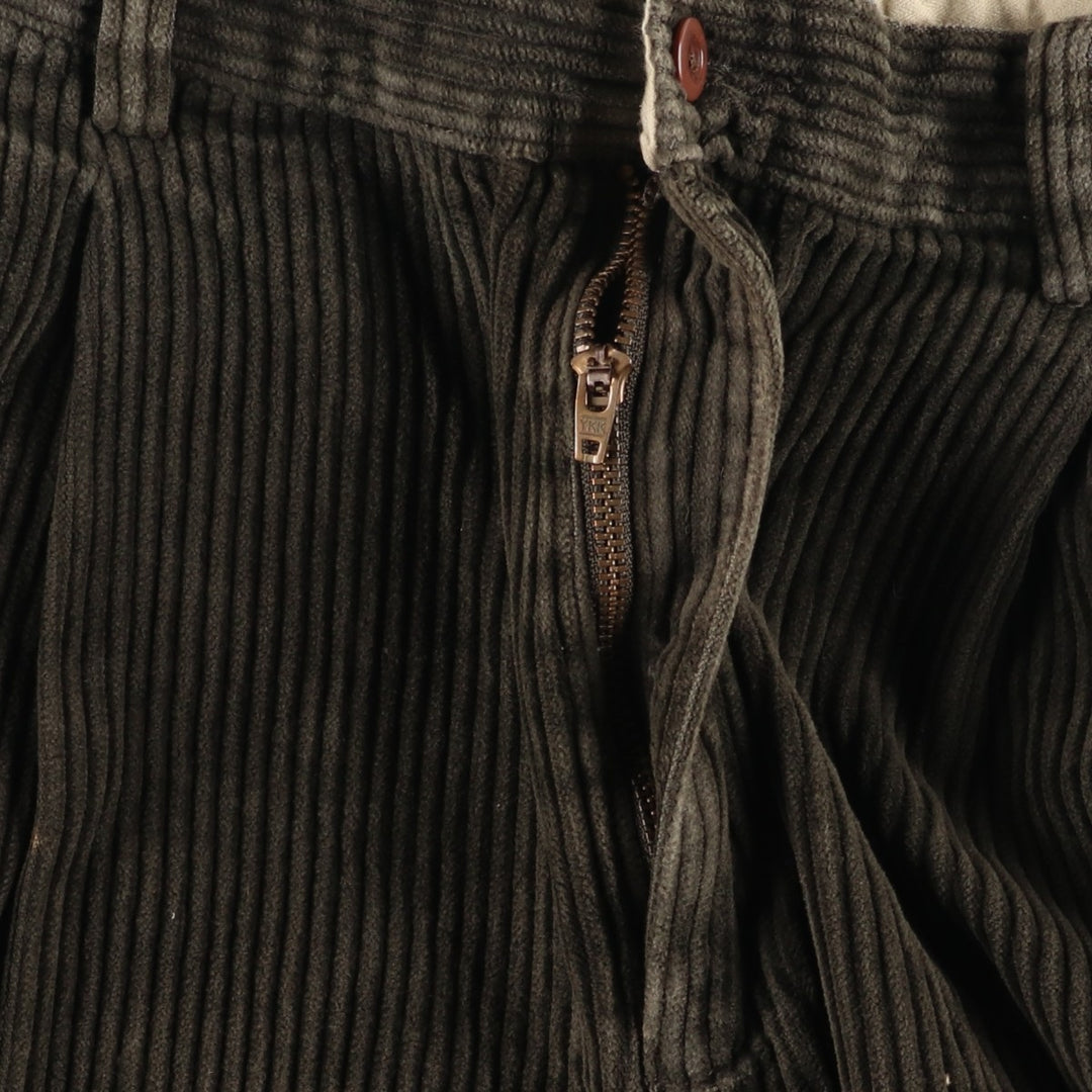 CAMBRIDGE Wide-Ribbed Two-Pleated Corduroy Pants, Men's, Size 34 cotton Khaki type Vintage Second Hand