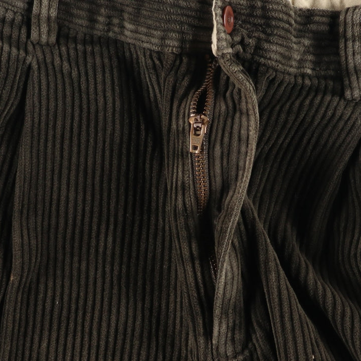CAMBRIDGE Wide-Ribbed Two-Pleated Corduroy Pants, Men's, Size 34 cotton Khaki type Vintage Second Hand