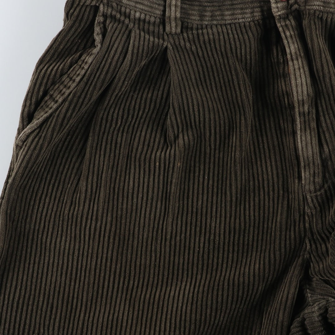CAMBRIDGE Wide-Ribbed Two-Pleated Corduroy Pants, Men's, Size 34 cotton Khaki type Vintage Second Hand