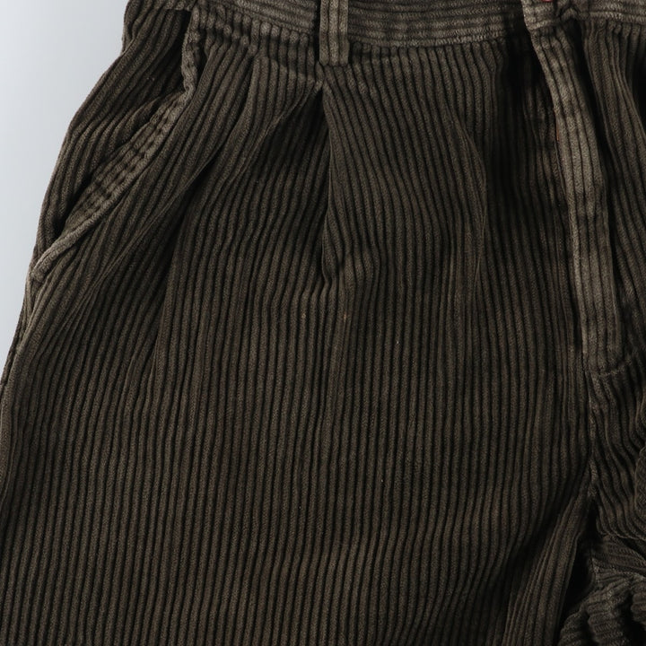 CAMBRIDGE Wide-Ribbed Two-Pleated Corduroy Pants, Men's, Size 34 cotton Khaki type Vintage Second Hand