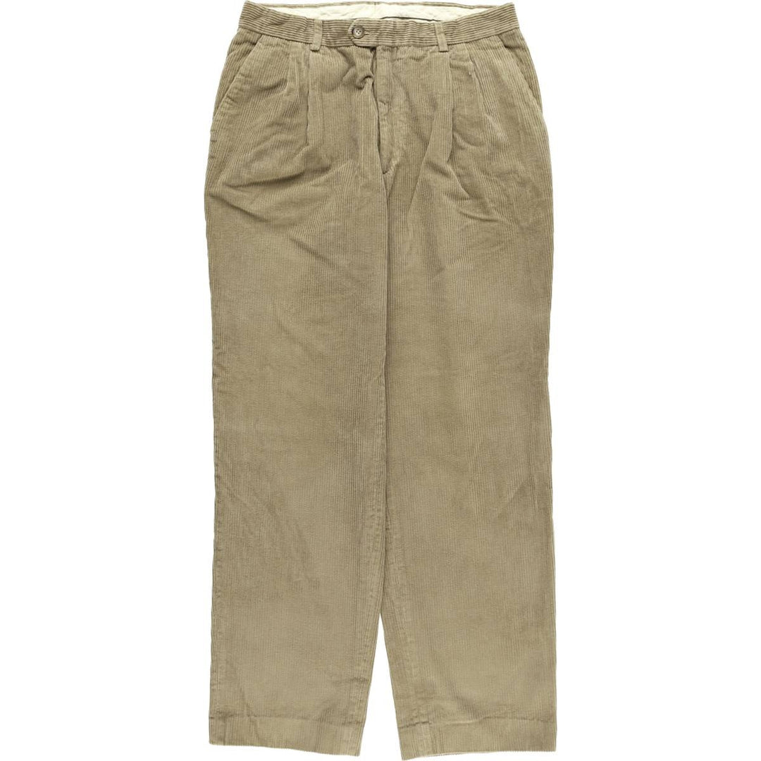 Tailor and Son Two-Pleated Wide-Rib Corduroy Pants, Made in Italy, Men's Size W31 cotton Khaki type Vintage Second Hand