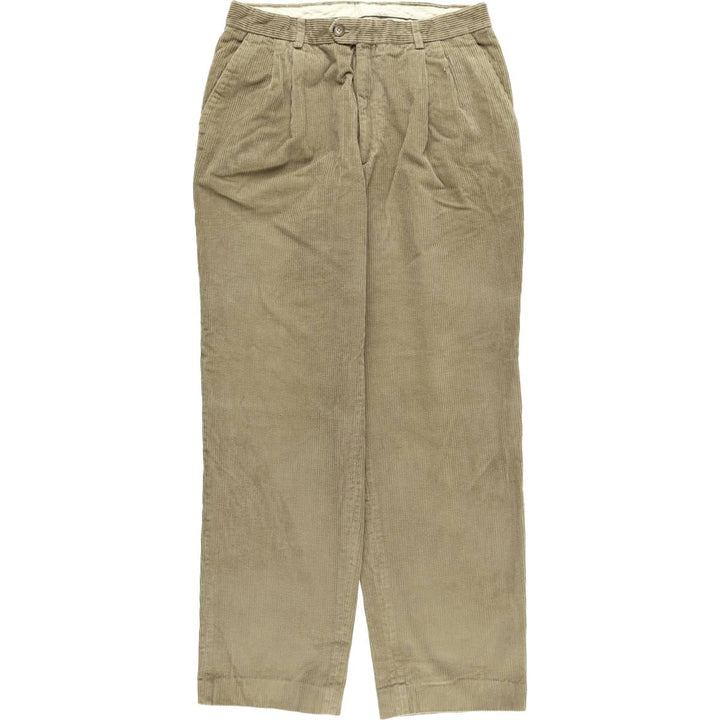 Tailor and Son Two-Pleated Wide-Rib Corduroy Pants, Made in Italy, Men's Size W31 cotton Khaki type Vintage Second Hand
