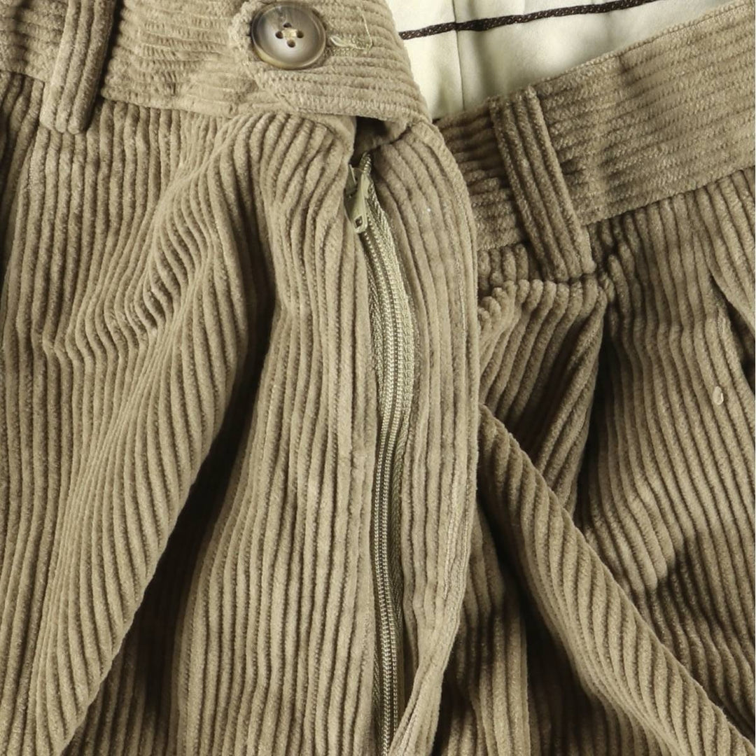 Tailor and Son Two-Pleated Wide-Rib Corduroy Pants, Made in Italy, Men's Size W31 cotton Khaki type Vintage Second Hand