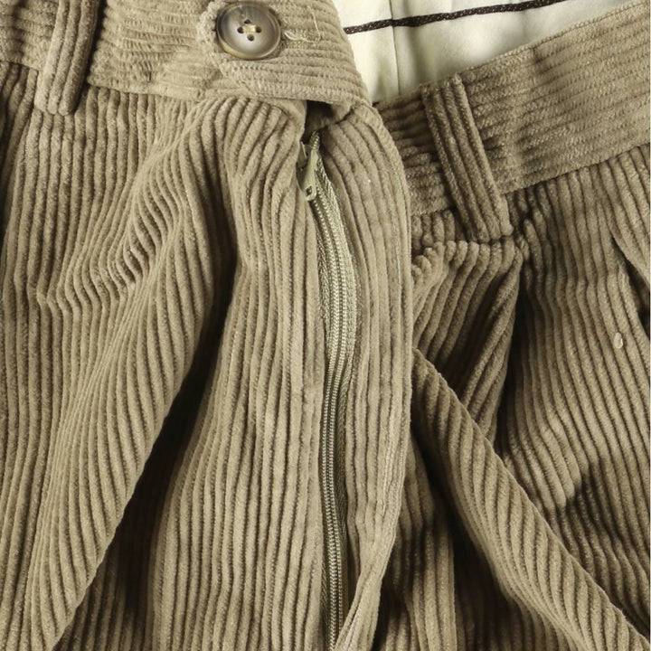 Tailor and Son Two-Pleated Wide-Rib Corduroy Pants, Made in Italy, Men's Size W31 cotton Khaki type Vintage Second Hand