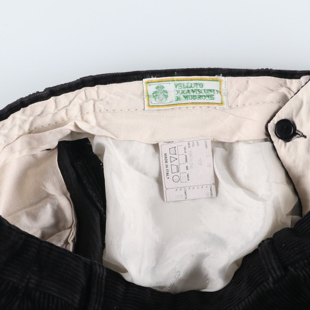 VELLUTO DUCA VISCONTI DI MODRONE corduroy pants, made in Italy, men's size W33 cotton black type Vintage Second Hand
