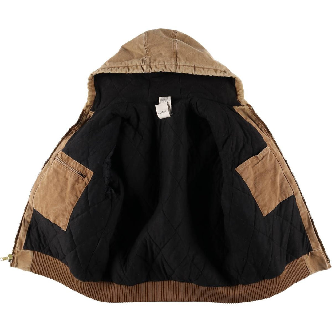 00'S Carhartt Active Jacket, Padded Duck Full Zip Hoodie, Men's Size L cotton brown type Vintage Second Hand