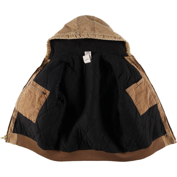 00'S Carhartt Active Jacket, Padded Duck Full Zip Hoodie, Men's Size L cotton brown type Vintage Second Hand