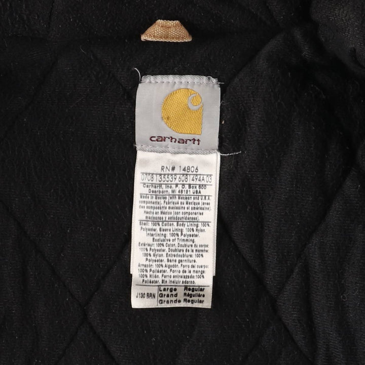 00'S Carhartt Active Jacket, Padded Duck Full Zip Hoodie, Men's Size L cotton brown type Vintage Second Hand