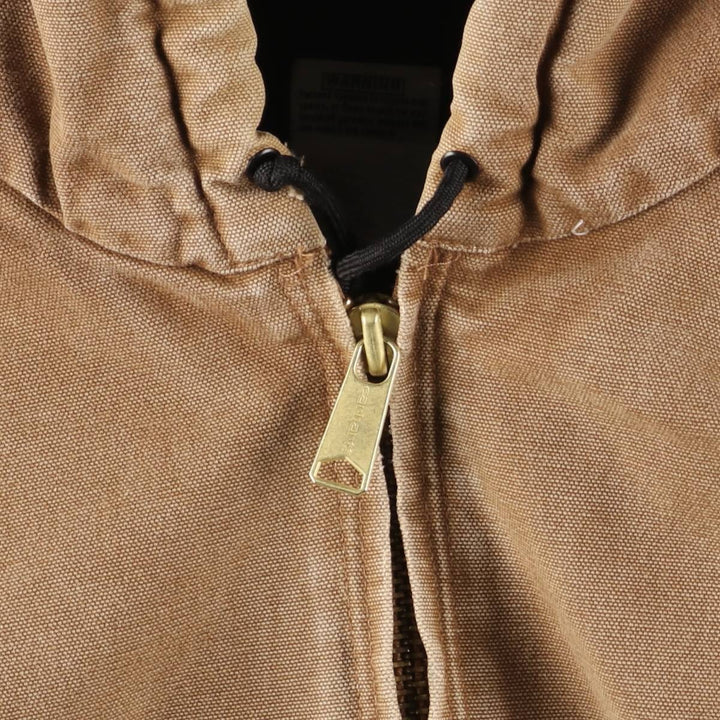 00'S Carhartt Active Jacket, Padded Duck Full Zip Hoodie, Men's Size L cotton brown type Vintage Second Hand