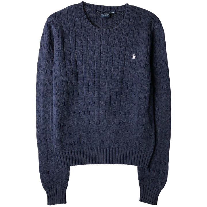 Ralph Lauren RALPH LAUREN SPORT cable knit cotton sweater, women's size S cotton navy blue type Vintage Second Hand