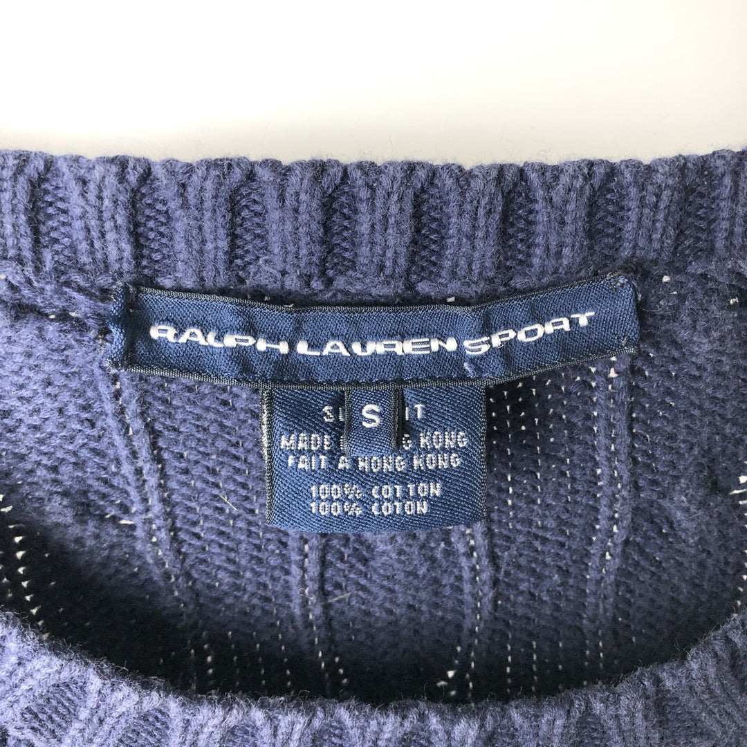 Ralph Lauren RALPH LAUREN SPORT cable knit cotton sweater, women's size S cotton navy blue type Vintage Second Hand