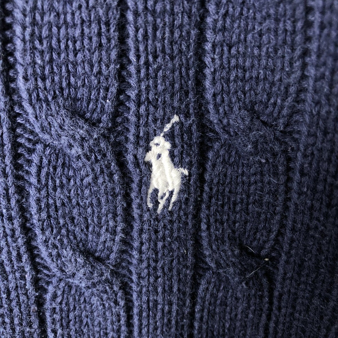 Ralph Lauren RALPH LAUREN SPORT cable knit cotton sweater, women's size S cotton navy blue type Vintage Second Hand