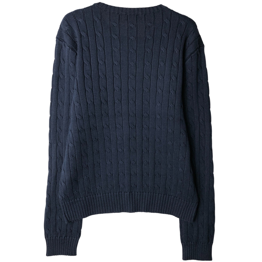 Ralph Lauren POLO RALPH LAUREN cable knit cotton sweater, women's size XL cotton navy blue type Vintage Second Hand