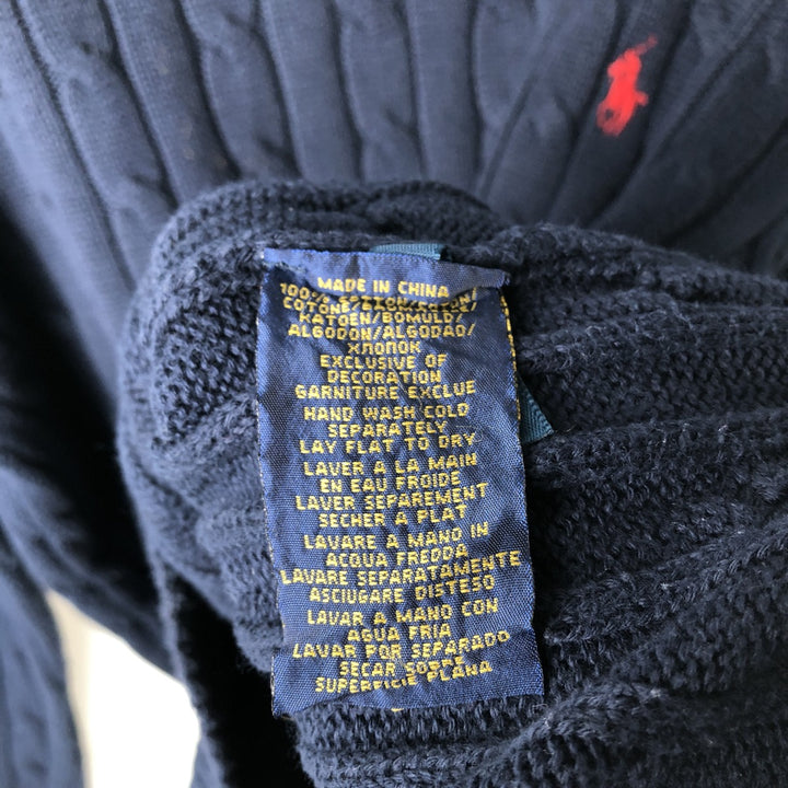 Ralph Lauren POLO RALPH LAUREN cable knit cotton sweater, women's size XL cotton navy blue type Vintage Second Hand