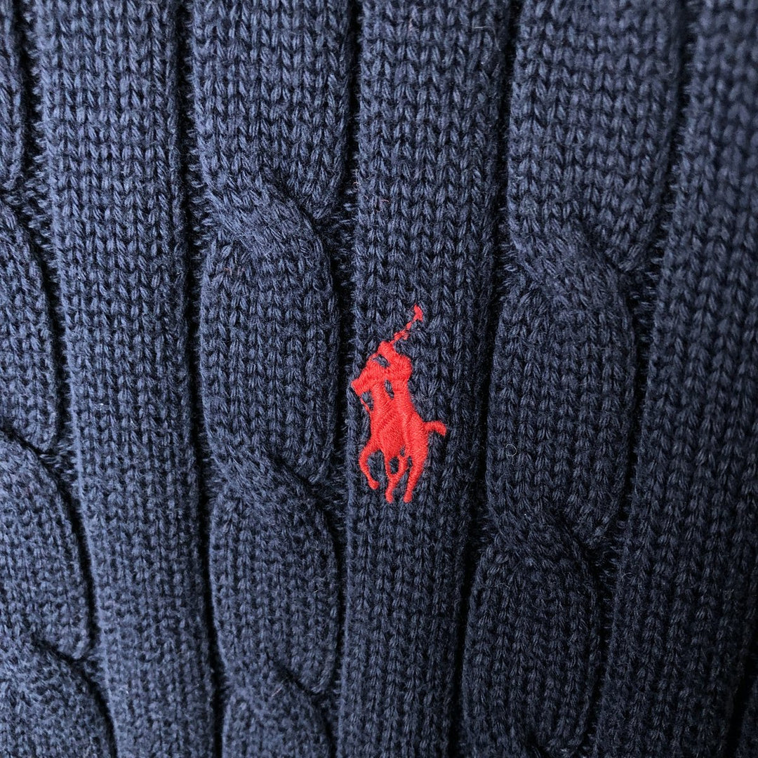 Ralph Lauren POLO RALPH LAUREN cable knit cotton sweater, women's size XL cotton navy blue type Vintage Second Hand