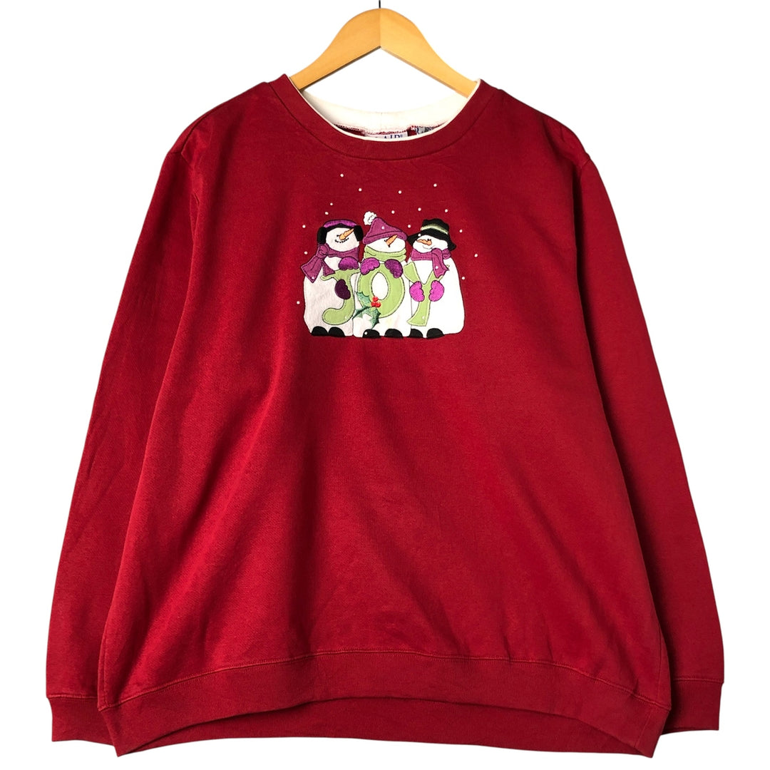 Vintage 90'S BLAIR Snowman Pattern Sweatshirt, Women's, Size XL cotton red type Vintage Second Hand
