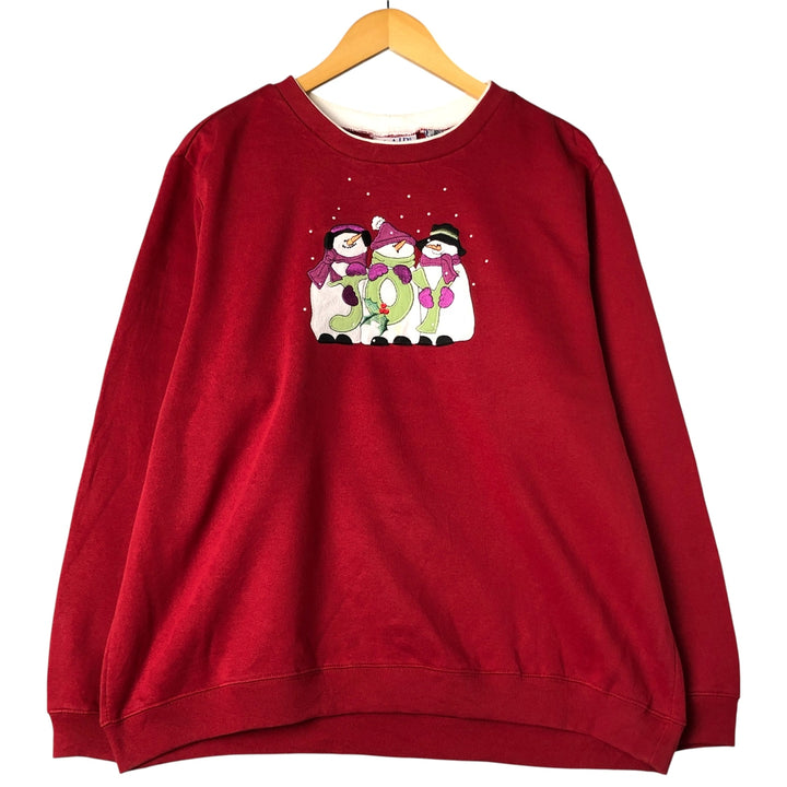 Vintage 90'S BLAIR Snowman Pattern Sweatshirt, Women's, Size XL cotton red type Vintage Second Hand