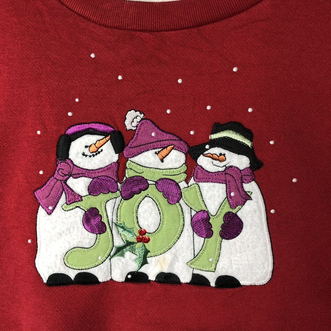 Vintage 90'S BLAIR Snowman Pattern Sweatshirt, Women's, Size XL cotton red type Vintage Second Hand