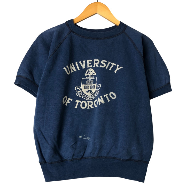 Vintage short-sleeved college sweatshirt with a triple print, size L, for women. unclear blue type Vintage Second Hand